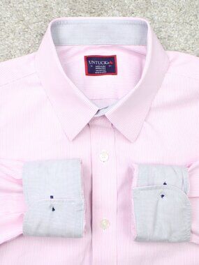 UNTUCKit Shirt Mens Medium Pink Douro Wrinkle Free Flip‎ Cuff Cotton Long Sleeve